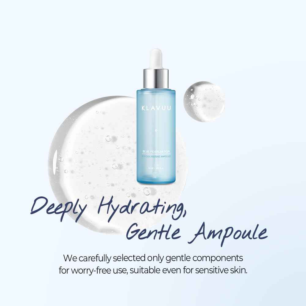 BLUE PEARLSATION 8 Hydra Marine Ampoule - Enriched with Hyaluronic Acid for Dual-Layered Skin Hydration & Panthenol Nourishment - Ideal for Sensitive Skin Types – 1.69 floz