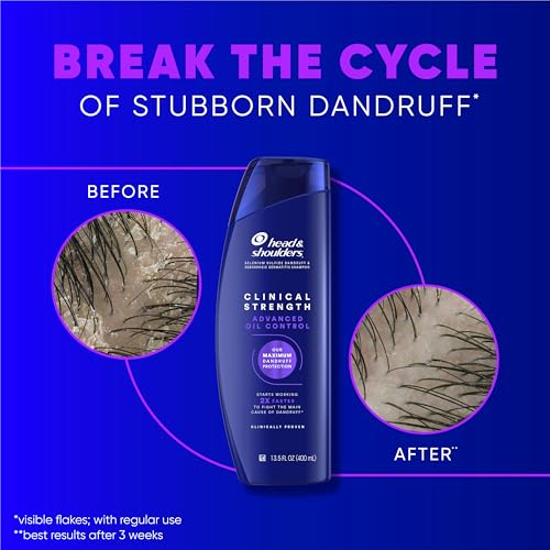 Head & Shoulders Clinical Dandruff Shampoo Twin Pack, Prescription Strength, Oil & Flake Control, Seborrheic Dermatitis Relief, Citrus, 13.5 Fl Oz Each (Set of 2)