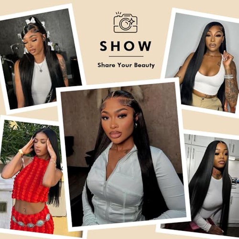 Beauty Queen 16A Straight Lace Front Wigs Human Hair Pre Plucked 13x4 Transparent HD Lace Frontal Straight Wigs Human Hair 220 Density Remy Thick Glueless Wigs for Women Natural Black 18 Inch
