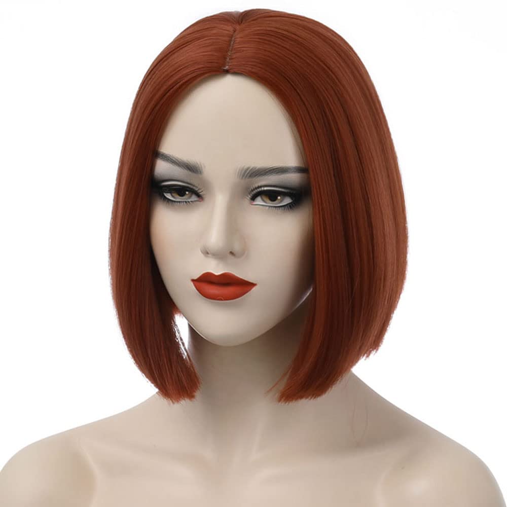 Ufindcos Ginger Wig Bob Wig Short Straight Hair Wigs Middle Part for Women Synthetic Heat Resistant Halloween Costume Party False Hair Wig