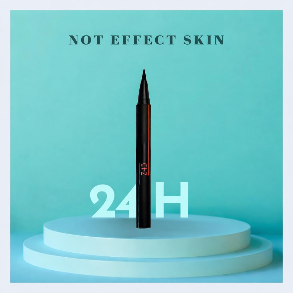 Z45 Black Eyeliner,Waterproof & Smudge Proof, Long Lasting Liquid Eyeliner, Quick Dry,Deep Matte Black, Professional Makeup LookWinged Cat Eye, Sharp Wing,Easy Wing, Beginner Eyeliner