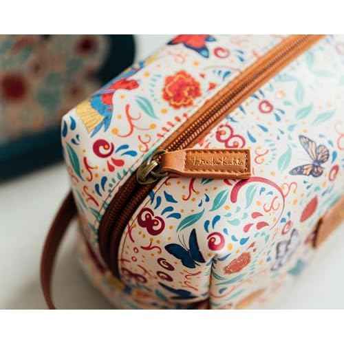 Grupo Erik Frida Kahlo Cosmetic Case | Flower Hanging Toiletry Bag, Waterproof PU Case, Travel Makeup Bag, Travel Toiletry Bag, Frida Kahlo Bag