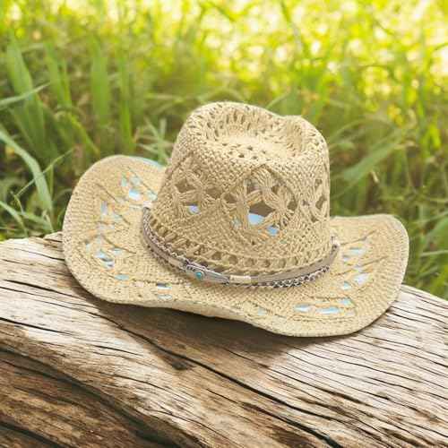 Cowboy Hat Bands for Women Men Replacement Handmade Western Cowboy Hat Band Turquoise Feather Band