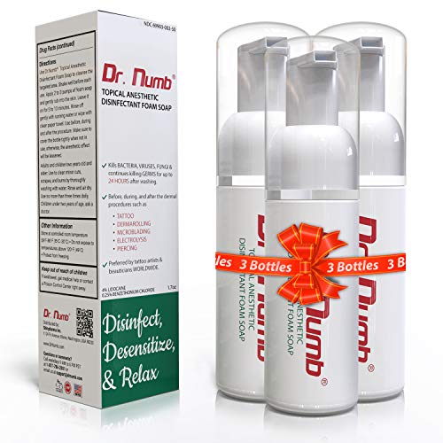 Dr. Numb 4% Lidocaine Foaming Soap with Benzethonium Chloride ? Numbing Wash for Local and Anorectal Uses ? 1.7 oz (3 Bottles)
