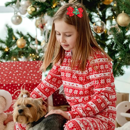 Riceshoot 18 Pcs Christmas Bow Clips Glitter Sequined Gold Silver Hair Pins Santa Snowflake Holiday Hair Accessories Xmas Tree Reindeer Bow Barrettes for Women Birthday Gifts