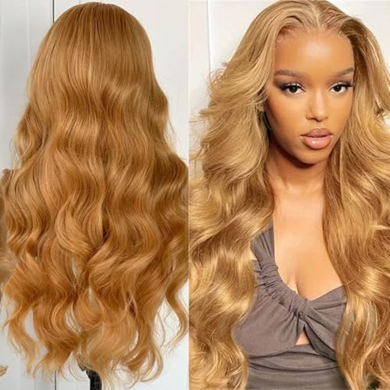 200% Density 22 Inch Honey Blonde 5x5 HD Lace Front Wig Human Hair Body Wave Lace Closure Wigs Human Hair Pre Plucked 27# Honey Blonde Wig Glueless Wigs for Women