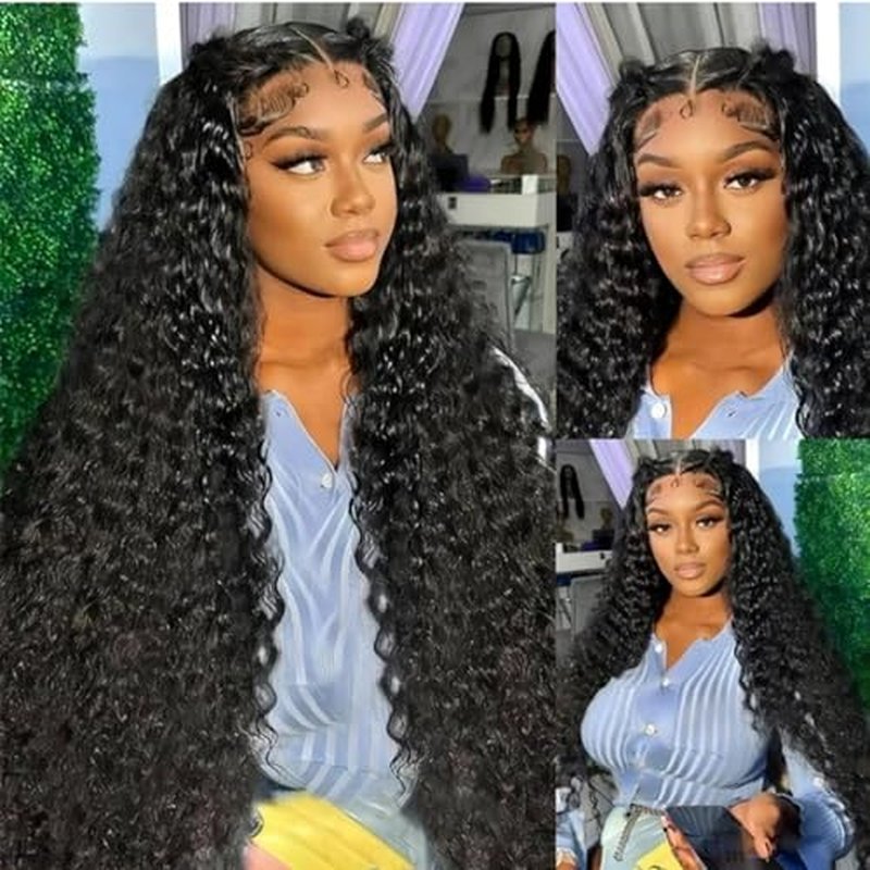 30 Inch Deep Wave Lace Front Wigs Human Hair Wigs for Black Women 13x4 HD Transparent 200% Density Glueless Wigs Deep Curly Lace Frontal Wigs Human Hair Pre Plucked With Baby Hair