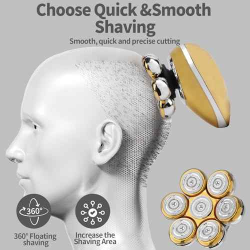 7D Floating Head Shaver for Bald Men,IPX7 Waterproof Shaving Grooming Kit,5 in 1 Men's Electric Razor,Dry/Wet Shaver for Home/Travel,Nice Trimmer Gift for Dad,Husband,Boyfriend