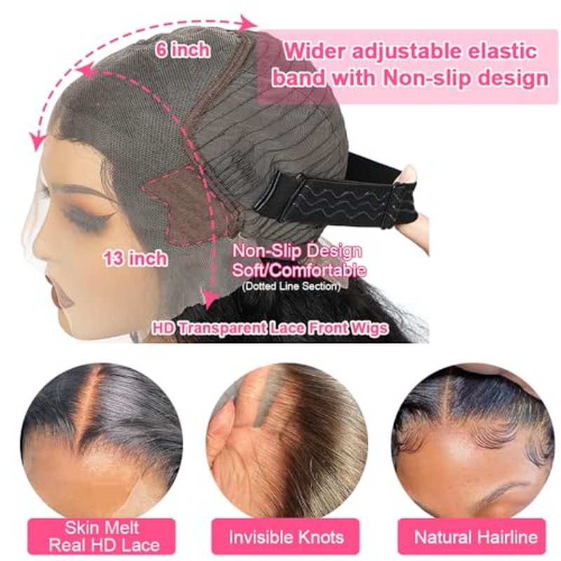 16 Inch 13x6 Bob Wig Human Hair 200 Density HD Lace Front Wigs Human Hair Body Wave Lace Front Wigs Human Hair Wig Short Bob Wigs for Black Women Glueless Wigs Pre Plucked with Baby Hair