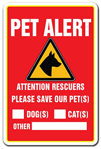 Pet Alert Decal Save Our Pets Rescue Fire Firefighter Police Rescue Dogs Cats | Indoor/Outdoor | 7" Tall