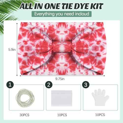 Silkfly 20 Pcs White Cotton Headbands Sets for Tie Dye Wide Headbands for Women Tie Dye Elastic Fashion White Head Wrap with Accessories for Group Party DIY Project