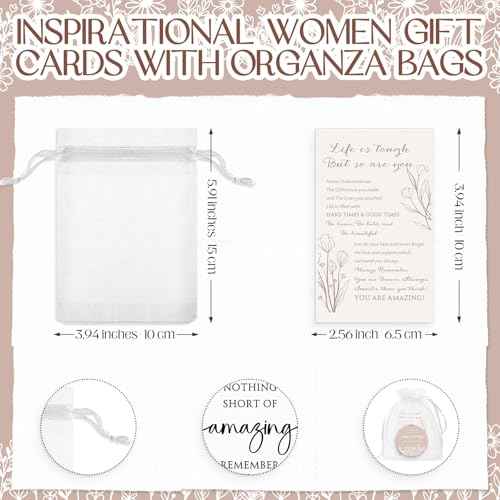 Wildflower Inspirational Gifts for Women Bulk Motivational Compact Mirror Makeup Purse Double Sided Folding Mirror Inspirational Gift Cards with Bag for Women(12 Set)