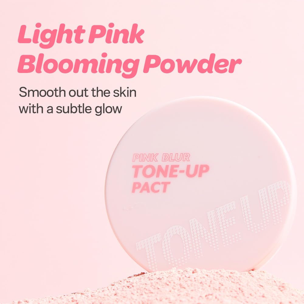 I'M MEME Compact - Tone-up Pact | Korean Pressed Setting Powder for Pink Blur Effect, with Calamine, Makeup Powder, Translucent Compact, Finishing Powder, Oil Control Face, Teen Girl Gifts, 0.35 Oz