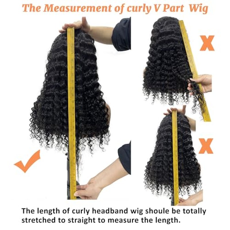 Burmese Curly Wig Human Hair V Part Wig 100% Real Human Hair Glueless With Drawstring Clip In Burmese Curly V part Wigs Upgrade U Part Wigs 220% Density 18 Inch Natural Black 1B Color