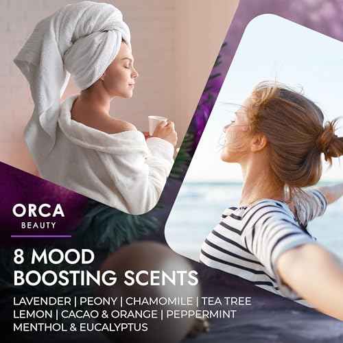 8-Pcs Shower Steamers Aromatherapy & Scented Candle - Birthday Self Care Relaxation Gifts for Women, Pampering Shower Bombs Aromatherapy, Spa Day Essentials, Christmas Purple Gift Bundle