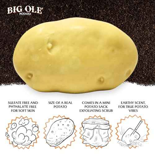 Big Ole Potato - Prank Gifts of Fake Potato - Funny Gift Soap with Potato Sack Exfoliating Body Scrub - Funny Gag Gift for Men and Women - Funny Gifts for Birthday, Office, or Christmas 9.10oz (257g)