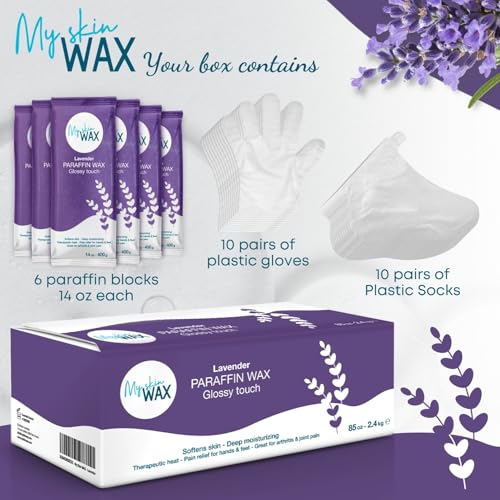 Paraffin Wax Refills Maxi Pack for Hands and Feet Bath ? 6 Large 14oz Blocks (5.25 lb), Lavender Scent, Moisturizing Slightly Oily Wax for Arthritis Relief, Pedicure, Home and Spa Therapy