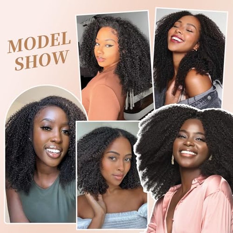 Afro Kinky Curly Clip Ins Human Hair 4C Hair Clip in Extensions Real Natural Human Hair for Black Women 8 pecs with 20 Clips 120g Natural Black Color 18 Inch