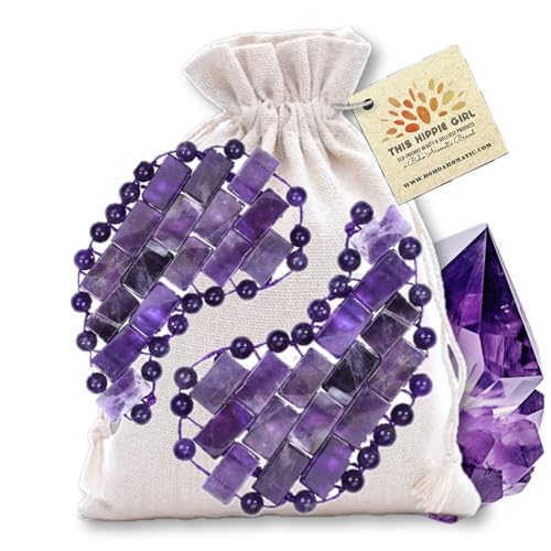 Crystal Under Eye Mask ? Rose Quartz or Amethyst Cooling Eye Mask for Puffiness, Dark Circles & Relaxation ? Handcrafted Gemstone Facial Tool by This Hippie Girl (Amethyst)