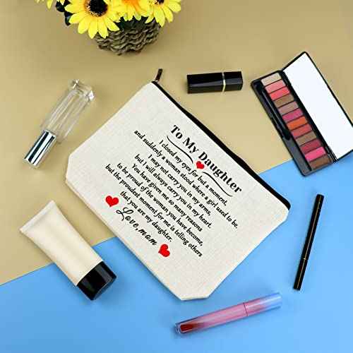 Daughter Gift from Mom to My Daughter Makeup Cosmetic Bag Christmas Birthday Graduation Gift for Daughter Wedding Gift Adult Daughter Gift Travel Toiletry Bag Daughter Bridal Shower Gift Make Up Pouch