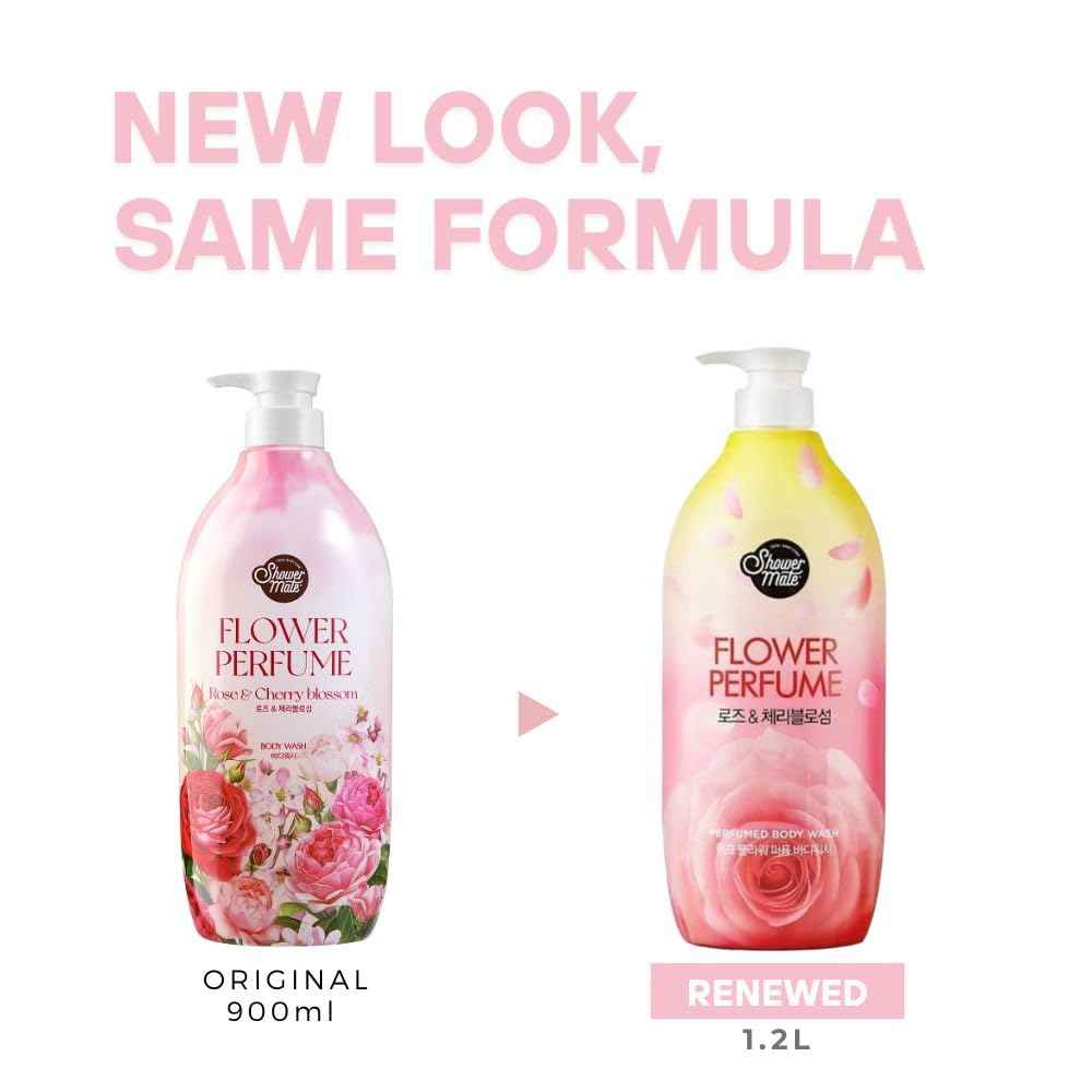 SHOWERMATE Flower Perfume Body Wash 40.57 fl oz / 1.2 L (Pink - Rose & Cherry Blossom)