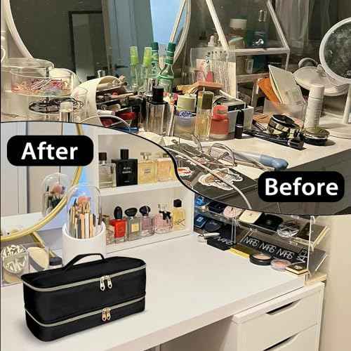 Portable Travel Carrying Case for Hair Dryer Shark Flexstyle Styler, Double Layer Storage Bag for Shark Flexstyle/Dyson Airwrap Styler and Attachments