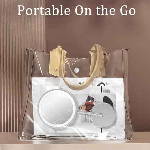 7¡± Magnifying Mirror with Lights,1X/10X Double Sided Lighted Makeup Mirror with Magnification, Rechargeable Battery, Dimmable, 3 Lighting Colors, Chrome