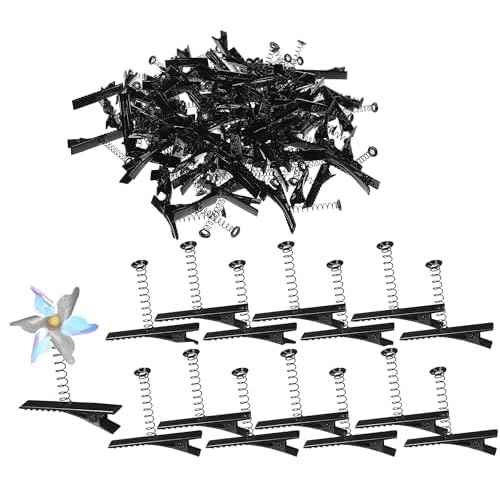 100PCS Metal Duck Bill Hair Clips,Black Diy Alligator Clips With Spring,Iron Hair Bow Hairpins Single Prong Hair Hairpins for Halloween Christmas DIY Hair Accessories Party Supplies Photo Props