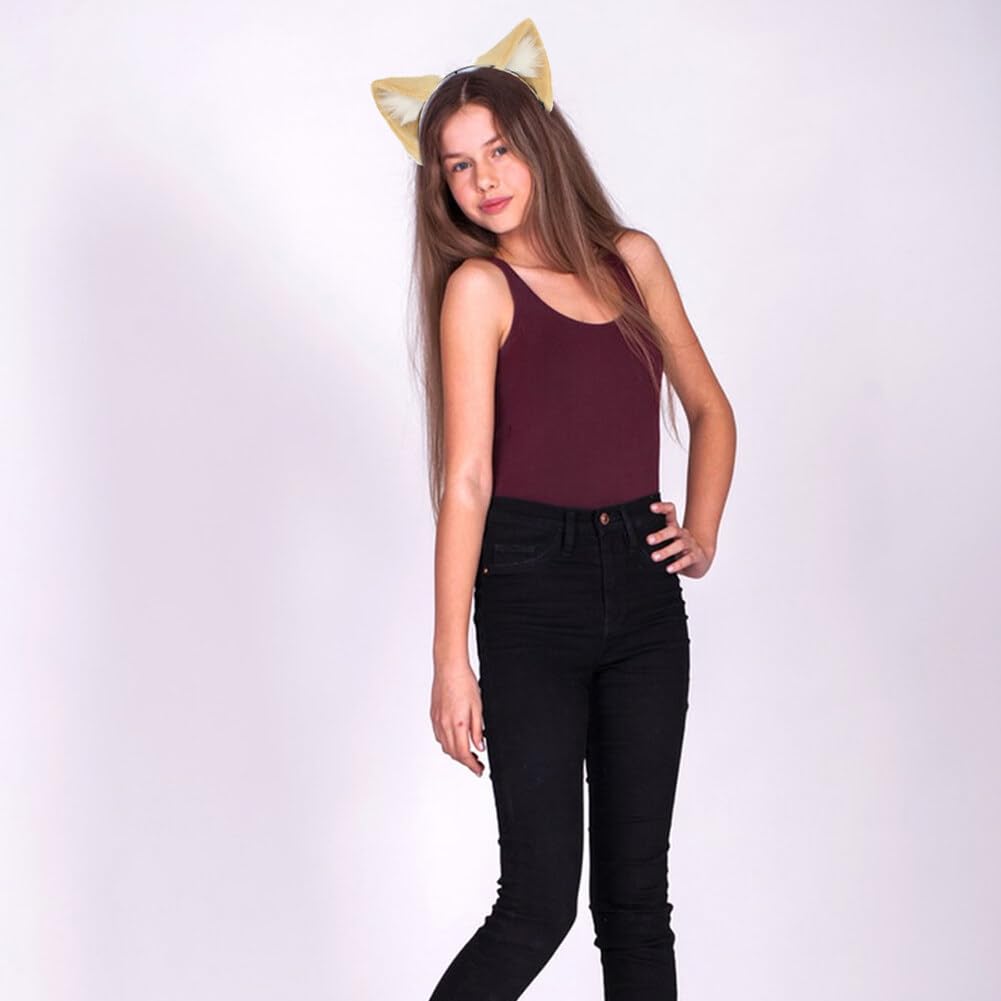Surakey Long Fur Cat Ears Anime Cosplay Headband Plush Hairband Halloween Cosplay Party Costume for Men and Women Role-Playing (Green)