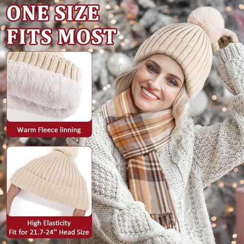 Christmas Gifts for Women, Relaxing Spa Gift Baskets Self Care Gift Warm Care Package Unique Birthday Gifts for Women Friend Her Mom Sister Wife Teacher w/ Winter Beanie Hat Plaid Scarf Gloves Set