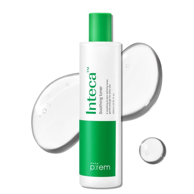 Make P:REM INTECA Soothing Toner, Acne-Prone Facial Toner for Sensitive Skin, Quick-Calming Vegan Toner with CICA Complex, Korean Skin Care, 6.76 Fl Oz, 200ml