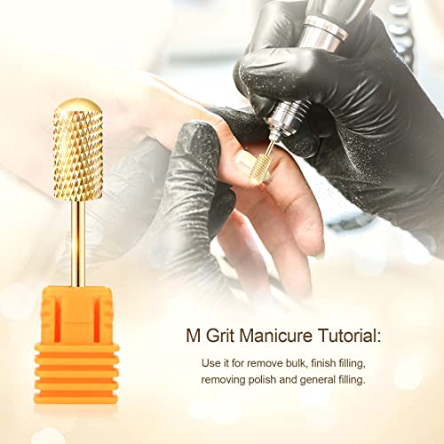 Nail Drill Bit Set, Corfulra 3pcs Safety Bits for Nail Drill, Tungsten Carbide Nail Drill Bits, Smooth Round Top Large Barrel Bits, Nail Supplies for Nail Tech to Remove Acrylic Nails (XF & M & XC)