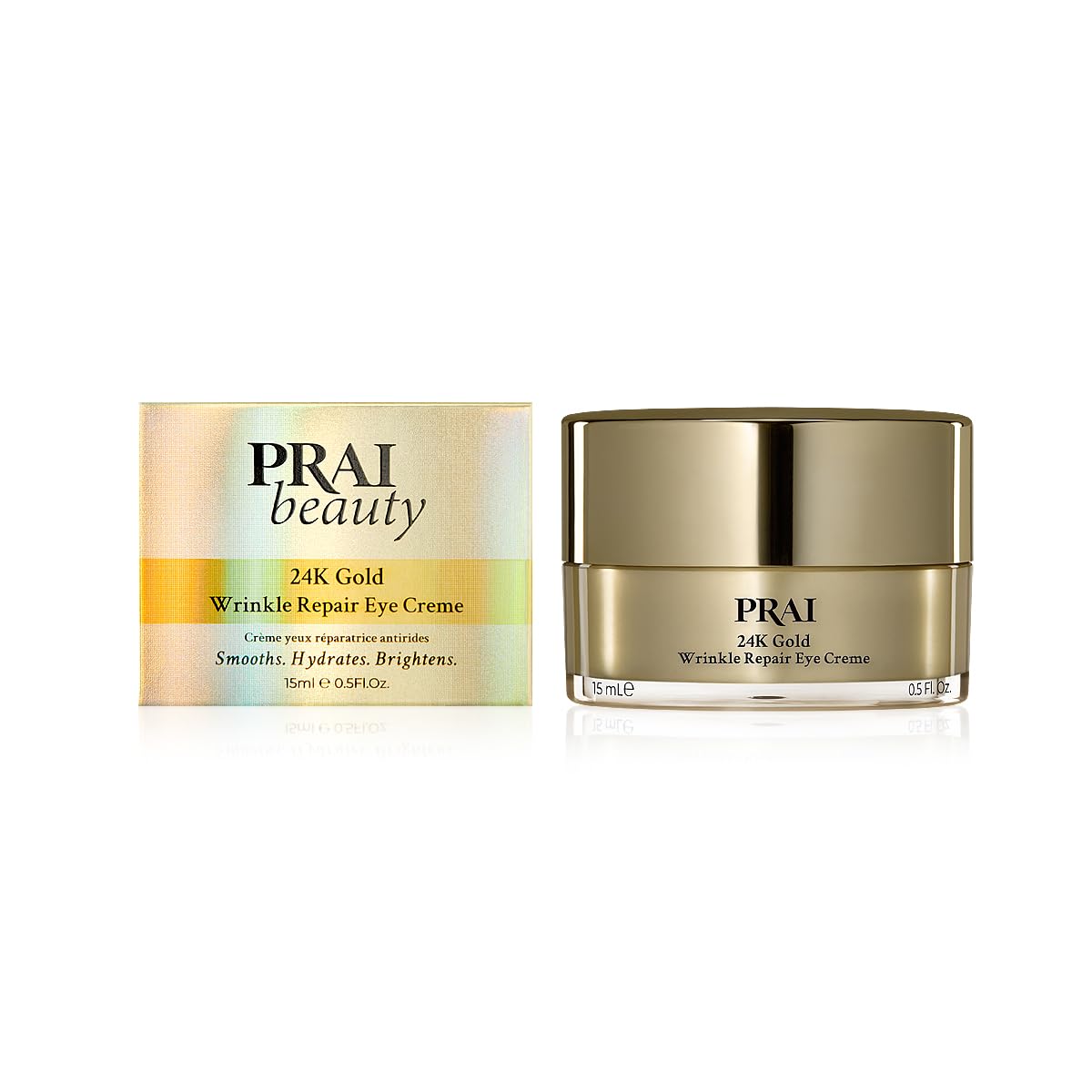 PRAI Beauty 24K Gold Eye Cream - Anti-Aging Wrinkle Repair with Hyaluronic Acid | 0.5 Oz
