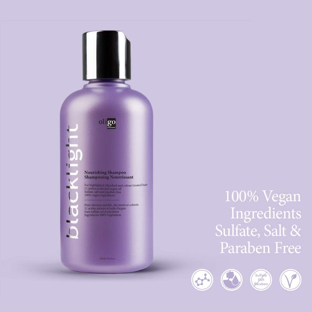 Oligo Professionnel - Backlight Nourishing Shampoo - Sulfate free shampoo for blondes - Vegan - For Color Treated Hair - Hydrating formula with Argan oil - 8.5 oz