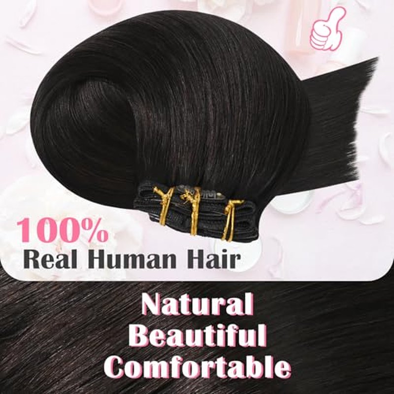 Aison Dark Brown Clip in Hair Extensions Real Human Hair 115G 100% Soft Silky Straight 7pcs 16 clips (22 Inch #2)