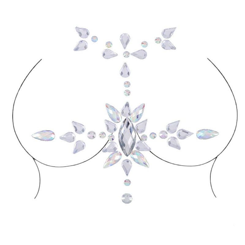 Blindery Rhinestone Mermaid Face Gems Rave Body Jewelry Tattoo Pink Body Stickers Festival Chest Gems for Women and Girls 2PC