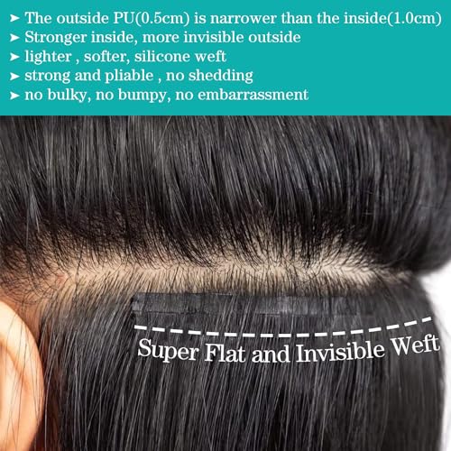 Seamless Clip In Hair Extensions Real Human Hair Invisible PU Skin Weft Body Wave Clip Ins 100% Unprocessed Brazilian Remy Human Hair Extensions 7pcs with 16Clips 100g£¨Natural Black,12 inch£©