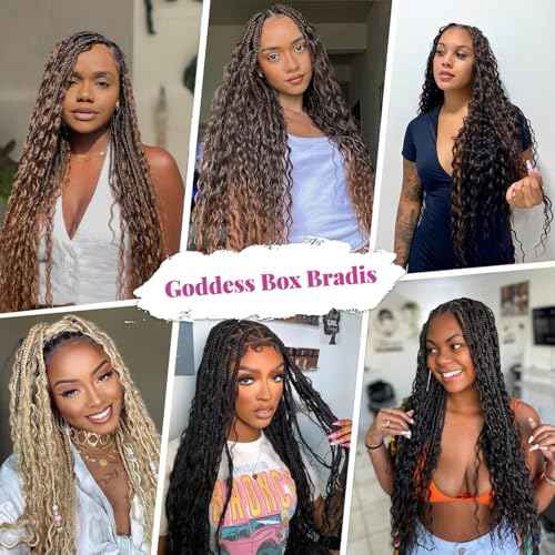 Boho Crochet Braids for Women Black 18 Inch 7 Packs Boho Braids Crochet Hair with Curly Ends Pre Looped Bohemian Crochet Hair Extensions, 1B