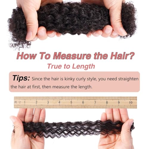 Afro Kinkys Bulk Human Hair for Mini Twist Braiding Braids Locs Dreadlock Extensions Afro Kinky-Curly Human Braiding Hair Bundles For Men Women Kids 16 Inch 2 Bulks 60g #1B Natural Black Soft Fluffy