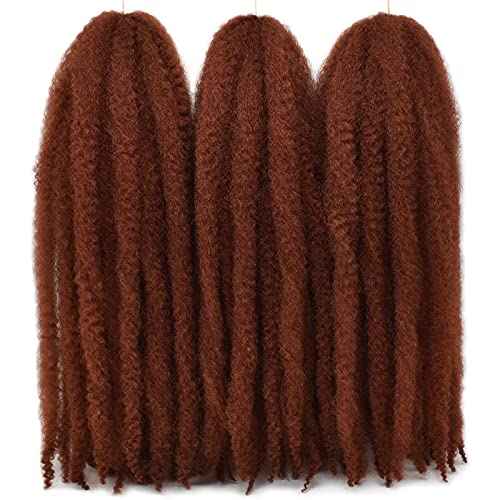 24 Inch Marley Hair Marley Twist Braiding Hair for Faux Locs for Butterfly Locs Long Afro Kinky Cuban Twist Crochet hair for Black Woman Copper Red Colour (#350, 3Packs-24 Inch)