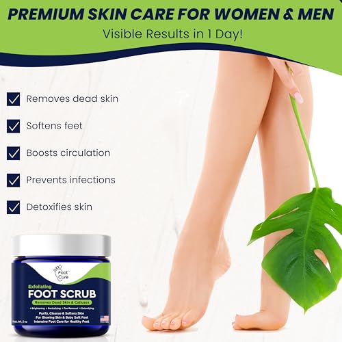 Exfoliating Foot Scrub with Pumice Stone powder - Gentle Moisturizing Foot Scrub for Dry Skin - Cracked Heel Repair for Smooth, Soft Feet - Pedicure Foot Spa 1 Pack