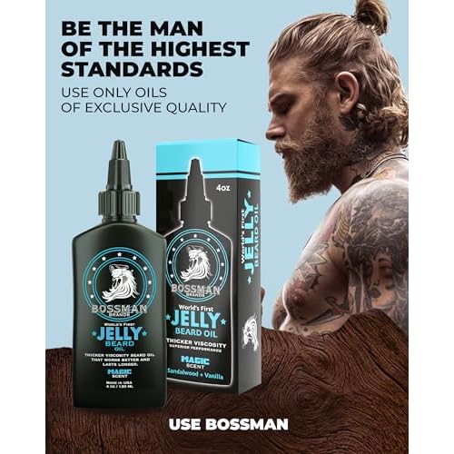 Bossman Jelly Beard Oil for Men (4 oz, Magic Scent) ? Softens, Moisturizes & Conditions with Natural Ingredients