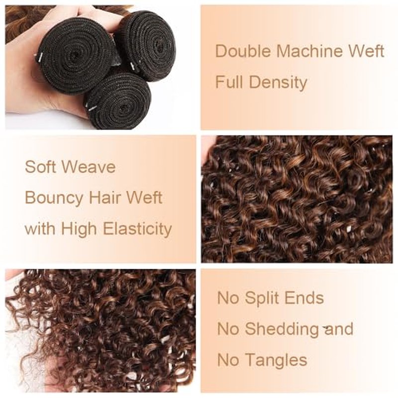 Highlight Brown Bundles P4/30 Water Wave Bundles Human Hair Bundles 20 22 24 Inch Unprocessed Brazilian Virgin Humen Water Wave Hair 3 Bundles Quick Weave Extensions For Black Women