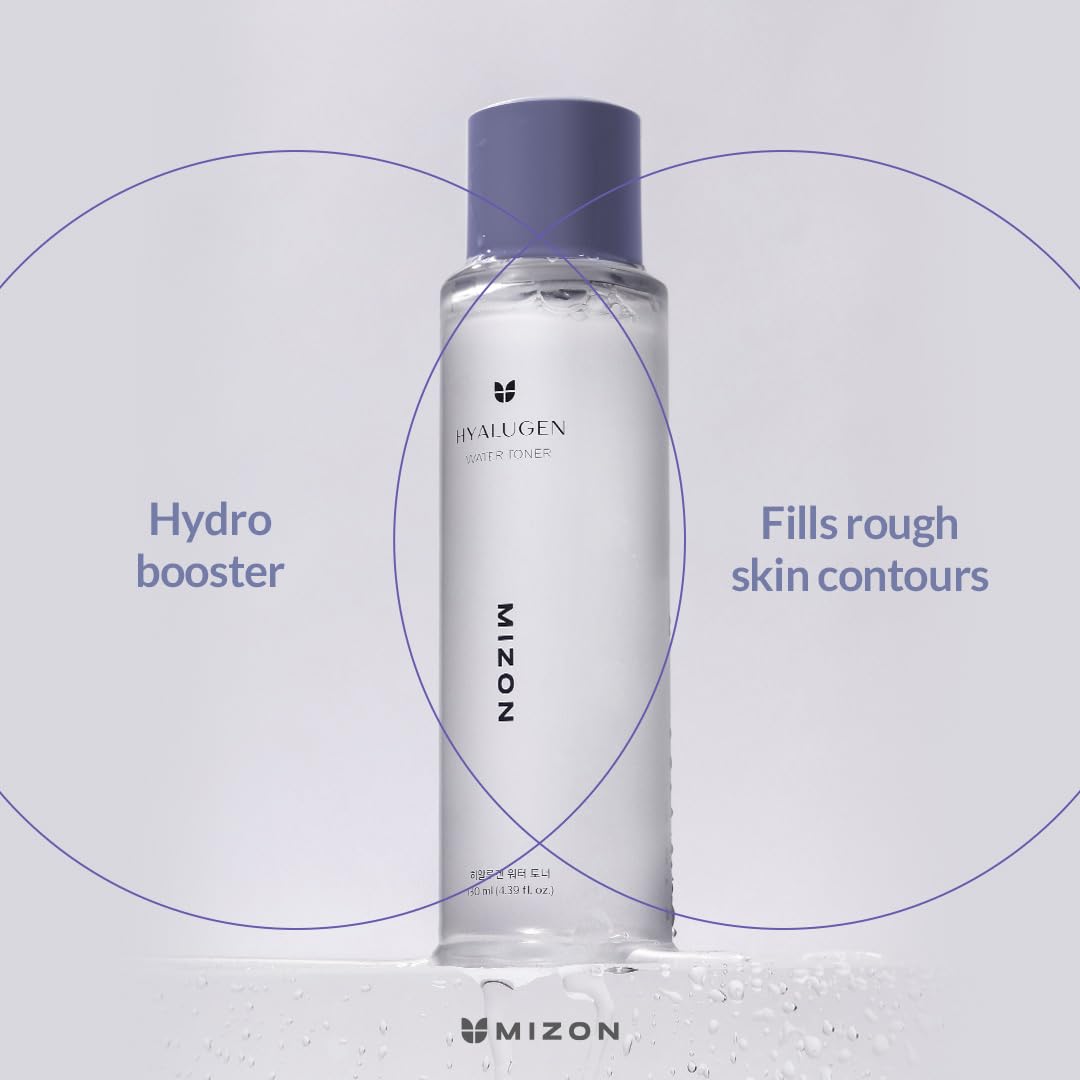 MIZON Hyalugen Water Toner for Deep Hydration and Better Skin Texture with Marine Collagen and Hyaluronic Acid Total Care Korean Skincare(4.39 oz)
