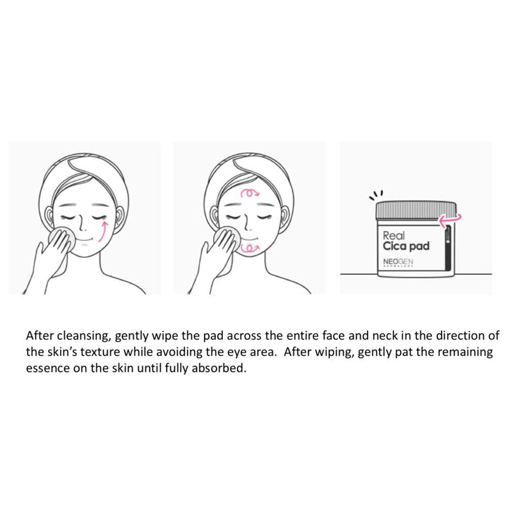 DERMALOGY by NEOGENLAB Real Cica Pad - Restores Skin Barrier Soothes Gently Exfoliates & Cleanses (Cica Micellar Pad)