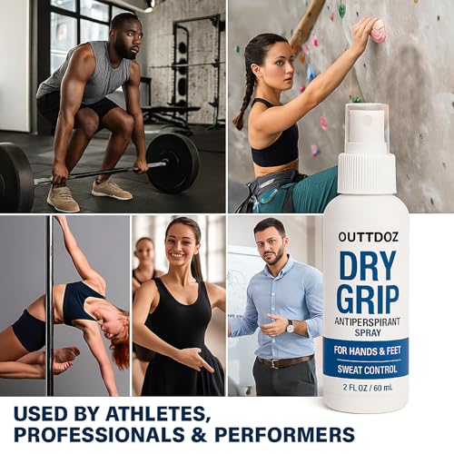 DryGrip Antiperspirant Spray for Hands and Feet ? Extra Strength Sweat Control with 15% Aluminum Chloride ? Grip Enhancer for Climbing, Gymnastics, Weightlifting, Dance and Sports