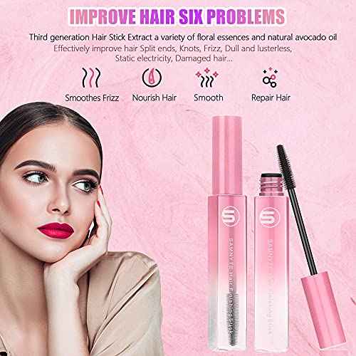 Hair Finishing Stick, 2pcs Hair Mascara for Flyaway Tamer, Fly Away Hair Tamer Stick for Enhance Gloss of Hair, Anti Frizz Broken Hair Baby Hair Flash Moment Flyaway Stick, Non-Greasy