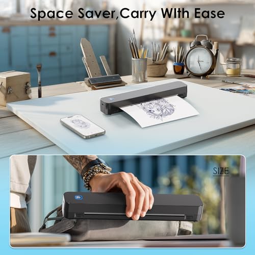 Wireless Tattoo Stencil Printer ? Bluetooth Thermal Tattoo Printer Machine with 10 Transfer Papers, Portable Tattoo Kit for Artists, Compatible with Smartphone & PC, Black