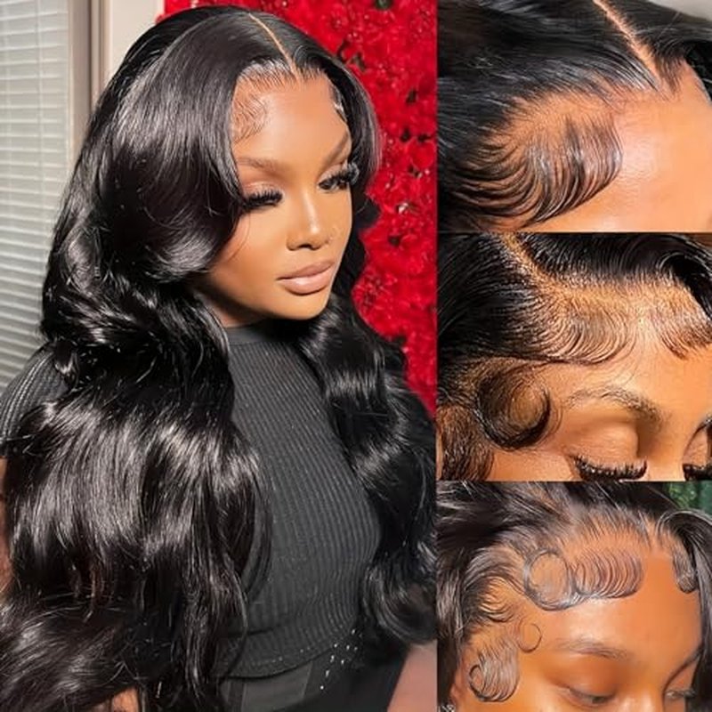13x6 Lace Front Wigs Human Hair 220 Density Body Wave Lace Front Wigs Human Hair Wigs for Black Women 13x6 HD Lace Frontal Wig Pre Plucked 28 Inch Long Black Wig Body Wave Wig