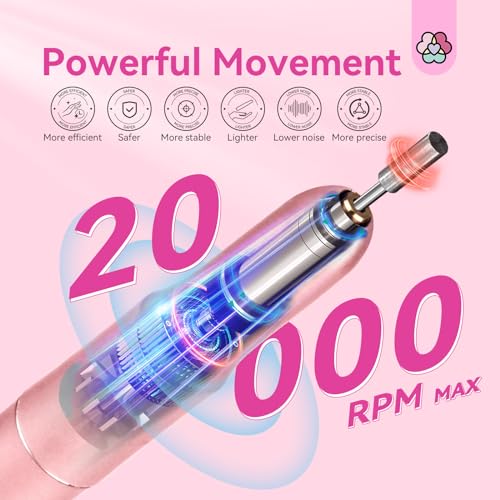 SAVILAND Electric Nail Drill: 2025 Electric Nail File Rose Efile Nail Drill Professional Manicure with 6PCS Nail Drill Bits Portable Nail File & Salon Use Manicure Pedicure at Home